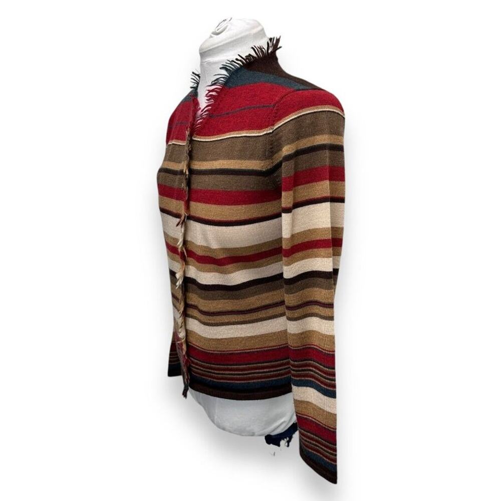 Jones New York Country Women’s VTG 90s Merino Wool Striped Cardigan Sweater L - Picture 3 of 8